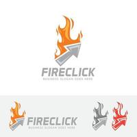 design de logotipo de conceito de clique de fogo vetor