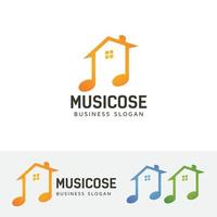 design de logotipo de vetor de casa de música