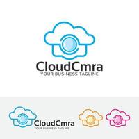 modelo de logotipo de câmera em nuvem vetor