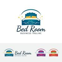 design de logotipo de conceito de quarto de cama vetor