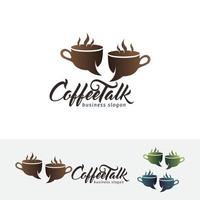 modelo de logotipo de café e conversa vetor