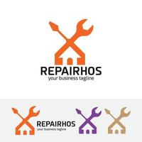 design de logotipo de conceito de reparo de casa vetor