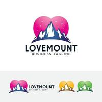 design de logotipo de conceito de vetor de amor e montanha