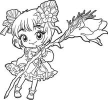 página para colorir menina kawaii anime bonito ilustração dos desenhos  animados clipart desenho adorável mangá download grátis 9255620 Vetor no  Vecteezy