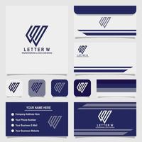 design de logotipo de monograma de letra w criativo com cartão de visita e modelo de envelope vetor