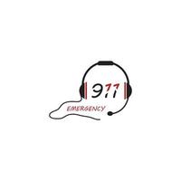 modelo de ícone de chamada de emergência com 911 vetor