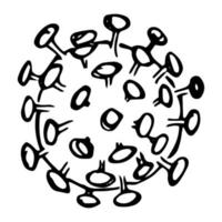 desenho vetorial de covid 19 isolado no fundo branco. ícone de vírus desenhado à mão. doodle ilustração médica. vetor