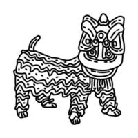 ícone de dança do leão. doodle desenhado à mão ou estilo de ícone de contorno. vetor