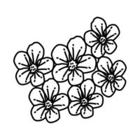 ícone de flor de pêssego. doodle desenhado à mão ou estilo de ícone de contorno. vetor