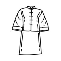 roupas tradicionais chinesas para ícone de homens. doodle desenhado à mão ou estilo de ícone de contorno. vetor
