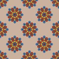 abstrato sem costura padrão com flor mandala. mosaico, azulejo, bolinhas. fundo floral. vetor