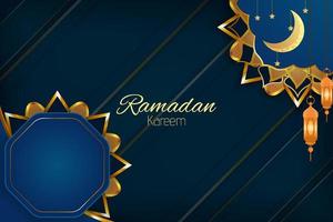 fundo islâmico ramadan kareem com elemento e cor azul vetor