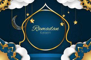 fundo islâmico ramadan kareem com cor azul vetor