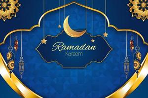 fundo islâmico ramadan kareem com cor azul e elemento vetor