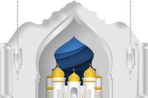 fundo islâmico ramadan kareem com elemento e cor branca vetor