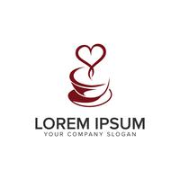 Molde do conceito do projeto do logotipo do amor do café.