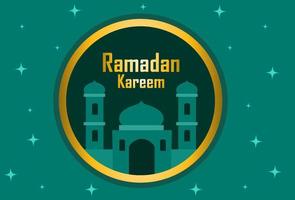 projeto de plano de fundo verde ramadan kareem saudação. design para modelo de saudação vetor