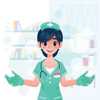 personagem de enfermeira fofa com estilo plano e gradiente vetor