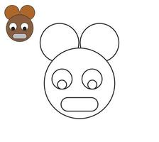 página de colorir emoji panda engraçada e fofa isolada, adesivo de máscara facial de desenho animado, livro de colorir ícone infantil para imagem vetorial de página infantil em fundo branco. vetor