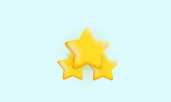 vetor 3d realista três estrelas de ícones amarelos cores brilhantes realizações em