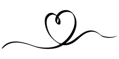 coração desenhado à mão com linha fina, forma de divisor, rabisco redondo sujo emaranhado isolado no fundo branco ilustração vetorial vetor