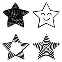 conjunto de ilustrações de desenhos animados de estrelas doodle isoladas para plano de fundo, cartazes, impressão, banners, web e design de conceito. ilustração vetorial. vetor