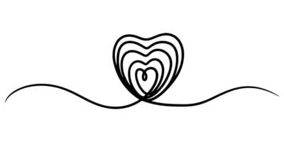 coração desenhado à mão com linha fina, forma de divisor, rabisco redondo sujo emaranhado isolado no fundo branco ilustração vetorial vetor