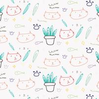 Gato bonito doodle de fundo. vetor