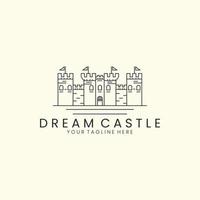 castelo dos sonhos com design de modelo de ícone de logotipo de estilo de linha. fantasia, mundo, estrela, ilustração vetorial de lua vetor