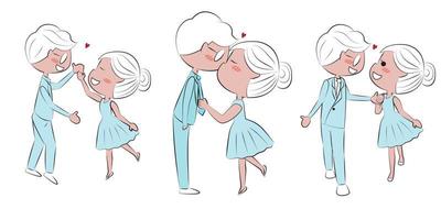 doodle mão desenhar beijo de casal para dia dos namorados vetor