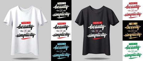maquete de design de camiseta. novo design de camiseta tipografia preto e branco com maquete em cores diferentes vetor