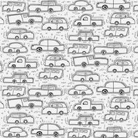 Com Fundo Desenhado Mão Doodle Carros. vetor