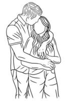 casal feliz namorado e namorada mulheres homens menina ilustração de arte de linha vetor
