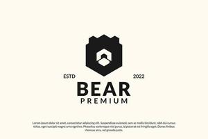 vetor de design de logotipo de urso de cabeça