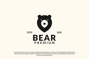 vetor de design de logotipo de cabeça de urso de linha