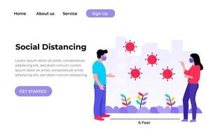 ilustração de distanciamento social para site e site móvel. modelo de página de destino. fácil de editar e personalizar. ilustração vetorial vetor