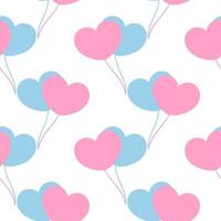 padrão perfeito de balões em forma de coração azul e rosa claro vetor