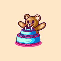 desenho de aniversário de urso vetor