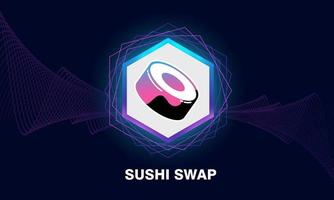 sushi sushiswap logo design.cryptocurrency concept.futuristic neon background. vetor