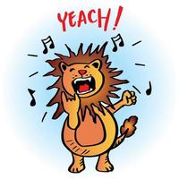 o leão da estrela do rock dos desenhos animados canta. personagem de desenho animado animal. vetor