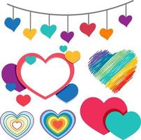 coleção de ícones de coração diferentes em colorido vetor