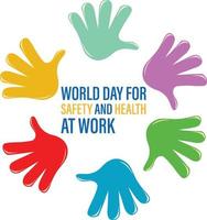design de cartaz para o dia mundial da segurança e saúde no trabalho vetor