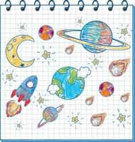 um caderno com um desenho de esboço de doodle com cor na capa vetor