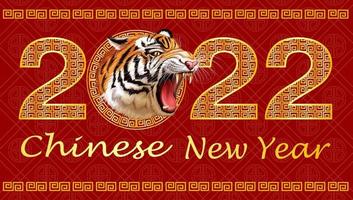 cartaz de ano novo chinês com tigre rugindo vetor