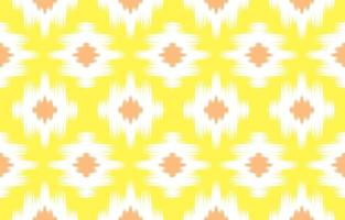 fundo de design étnico ikat. sem costura padrão amarelo ikat em arte abstrata de bordado tribal, popular. print.design de ornamento de arte geométrica asteca para tapete, papel de parede, roupas, embrulho, tecido, capa vetor