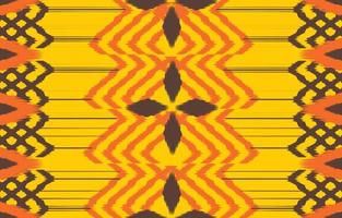 fundo de design étnico ikat. sem costura padrão amarelo ikat em arte abstrata de bordado tribal, popular. print.design de ornamento de arte geométrica asteca para tapete, papel de parede, roupas, embrulho, tecido, capa vetor