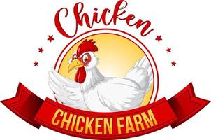 banner de fazenda de frango com personagem de desenho animado de frango branco vetor