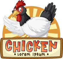logotipo de personagem de desenho animado de frango de fazenda vetor