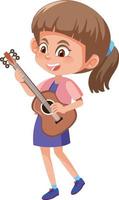 linda garota tocando guitarra vetor