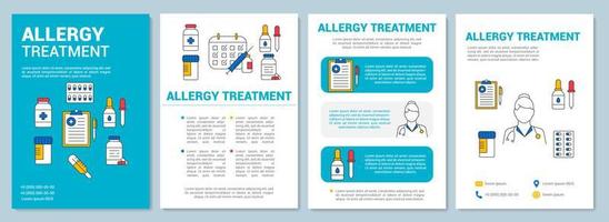 layout de modelo de folheto de tratamento de alergia. prevenção de doenças alérgicas. folheto, livreto, design de impressão de folheto com ilustrações. layouts de página vetorial para revistas, relatórios anuais, cartazes publicitários vetor